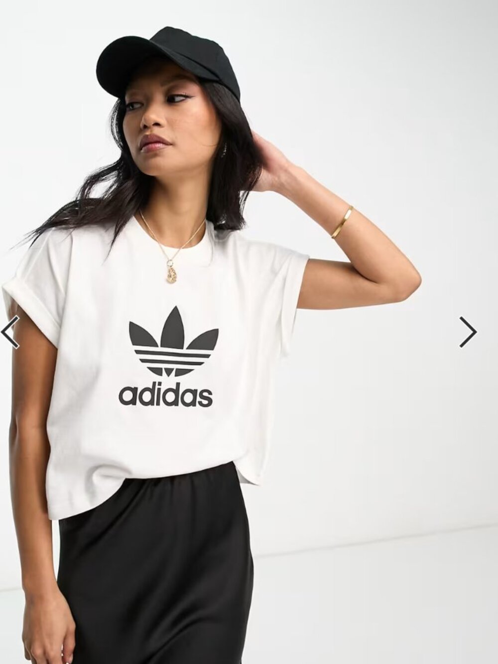 NWOT! adidas White/Black Rolled Sleeve Crop Top